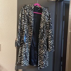 Betsy Johnson zebra print long coat